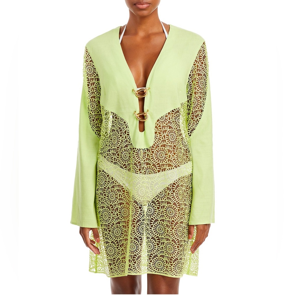 Cult Gaia Natasha Green Lace Swim Cover-Up Small